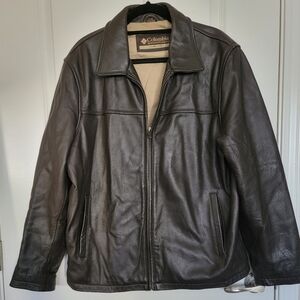 Columbia dark brown leather jacket, size large